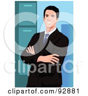 Royalty Free RF Clipart Illustration Of A Business Man In An Office 1
