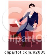 Royalty Free RF Clip Art Illustration Of A Business Woman Holding An Envelope And Sitting In A Chair