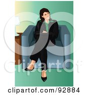 Royalty Free RF Clipart Illustration Of A Business Woman Seated In A Lobby Chair