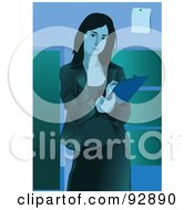 Poster, Art Print Of Business Woman Standing And Taking Notes