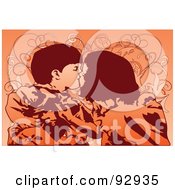 Poster, Art Print Of Royalty-Free Rf Clipart Illustration Of Two Kids Kissing