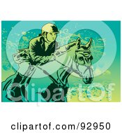 Royalty Free RF Clipart Illustration Of A Female Equestrian On A Horse