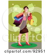 Poster, Art Print Of Female Shopper With Bags - 1