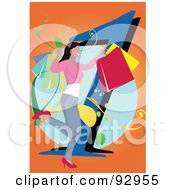 Poster, Art Print Of Female Shopper With Bags - 9