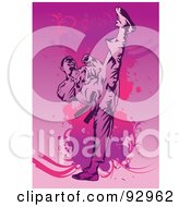 Royalty Free RF Clipart Illustration Of A Kicking Karate Man