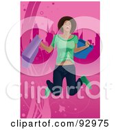 Poster, Art Print Of Female Shopper With Bags - 3
