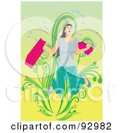 Poster, Art Print Of Female Shopper With Bags - 8