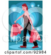 Poster, Art Print Of Female Shopper With Bags - 4