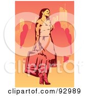 Royalty Free RF Clipart Illustration Of A Female Shopper With Bags 5
