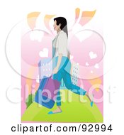 Royalty Free RF Clipart Illustration Of A Female Shopper With Bags 10
