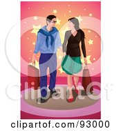Poster, Art Print Of Happy Shopping Couple With Bags - 1