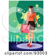 Poster, Art Print Of Female Shopper With Bags - 2