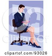 Royalty Free RF Clipart Illustration Of A Business Woman Taking Notes In A Chair by mayawizard101