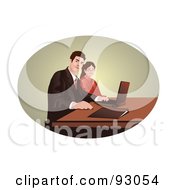 Poster, Art Print Of Business Team Using A Laptop In An Oval