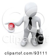 Royalty Free RF Clipart Illustration Of A 3d White Job Searching Businessman Holding Up A Try Me Button