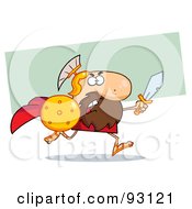 Poster, Art Print Of Brave Knight Or Gladiator Running With A Shield And Sword