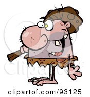 Royalty Free RF Clipart Illustration Of A Neanderthal Man Holding A Club
