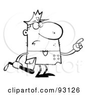 Royalty Free RF Clipart Illustration Of An Outlined Cop Pointing And Holding A Club by Hit Toon