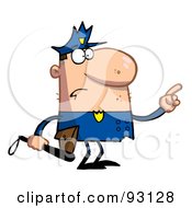 Royalty Free RF Clipart Illustration Of A Toon Cop Pointing And Holding A Club by Hit Toon