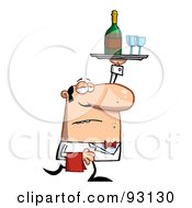 Serving Waiter Carrying A Tray With Wine by Hit Toon
