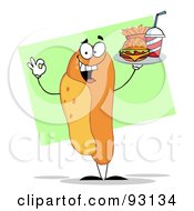 Poster, Art Print Of Hot Dog Character Serving Fast Food On A Tray