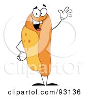 Royalty Free RF Clipart Illustration Of A Waving Hot Dog Character