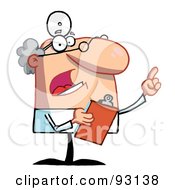 Royalty Free RF Clipart Illustration Of A Senior Male Doctor Holding A Clipboard And Pointing