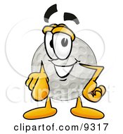 Clipart Picture Of A Golf Ball Mascot Cartoon Character Pointing At The Viewer by Mascot Junction