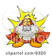 Clipart Picture Of A Golf Ball Mascot Cartoon Character Dressed As A Super Hero by Mascot Junction
