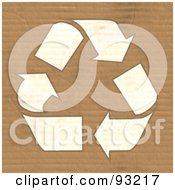 Poster, Art Print Of White Recycling Symbol On Corrugated Cardboard