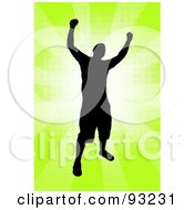 Poster, Art Print Of Successful Male Silhouetted Over Bursting Green