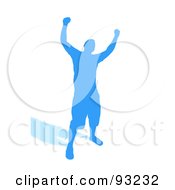 Poster, Art Print Of Successful Blue Male Silhouette Over White