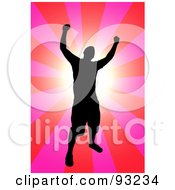 Poster, Art Print Of Successful Black Male Silhouette Over A Pink And Red Burst