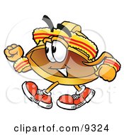 Hard Hat Mascot Cartoon Character Speed Walking Or Jogging