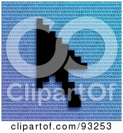 Royalty Free RF Clipart Illustration Of A Black Cursor Arrow Over Blue Binary by Arena Creative