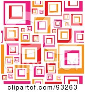 Poster, Art Print Of Retro Background Of Pink And Orange Squares On White