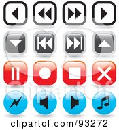 Digital Collage Of Music Player Icon Buttons Round And Square