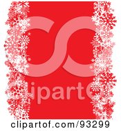 Poster, Art Print Of Red Background Bordered With Snowflakes And White Edges