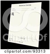 Royalty Free RF Clipart Illustration Of A Tilted Prescription Pad Over Black by Arena Creative