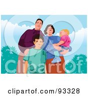 Royalty Free RF Clipart Illustration Of A Happy Posing Family Outside by mayawizard101