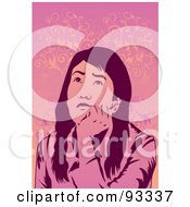 Poster, Art Print Of Bored Business Woman Gazing Up Over Pink