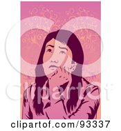 Royalty Free RF Clipart Illustration Of A Bored Business Woman Gazing Up Over Pink