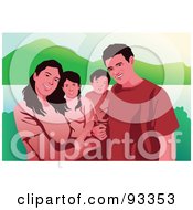 Royalty Free RF Clipart Illustration Of A Happy Posing Family Outdoors