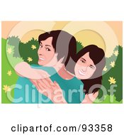 Poster, Art Print Of Royalty-Free Rf Clipart Illustration Of Two Sisters Smiling And Hugging