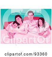 Poster, Art Print Of Happy Posing Family In Bed