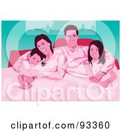 Royalty Free RF Clipart Illustration Of A Happy Posing Family In Bed