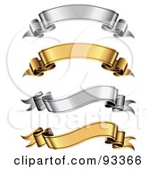 Royalty Free RF Clipart Illustration Of A Digital Collage Of Gold And Silver Arched And Wavy Ribbon Banners by TA Images #COLLC93366-0125