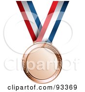 Royalty Free RF Clipart Illustration Of A Bronze Medal Award On A Red White And Blue Ribbon by TA Images