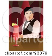 Poster, Art Print Of Friendly Male Bartender With A Drink At The Bar