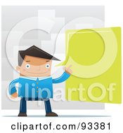 Royalty Free RF Clipart Illustration Of A Businessman Pointing To A Green Word Balloon by Qiun